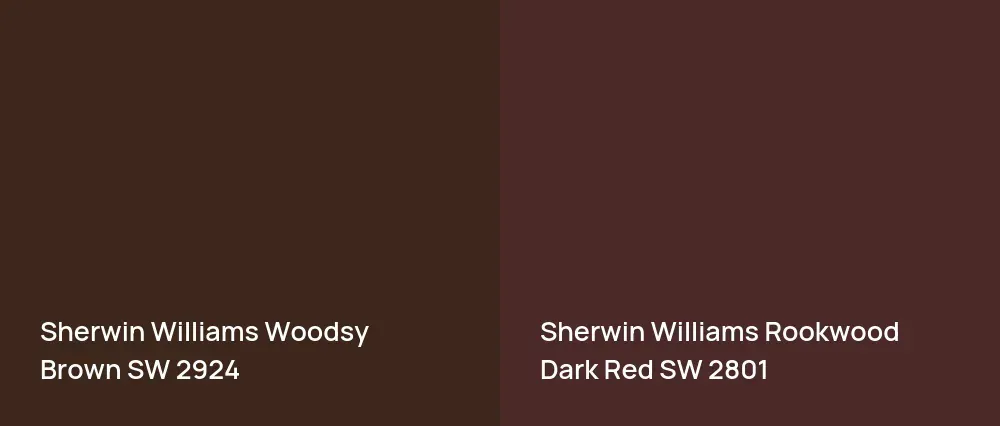 Sherwin Williams Woodsy Brown SW 2924 vs Sherwin Williams Rookwood Dark Red SW 2801