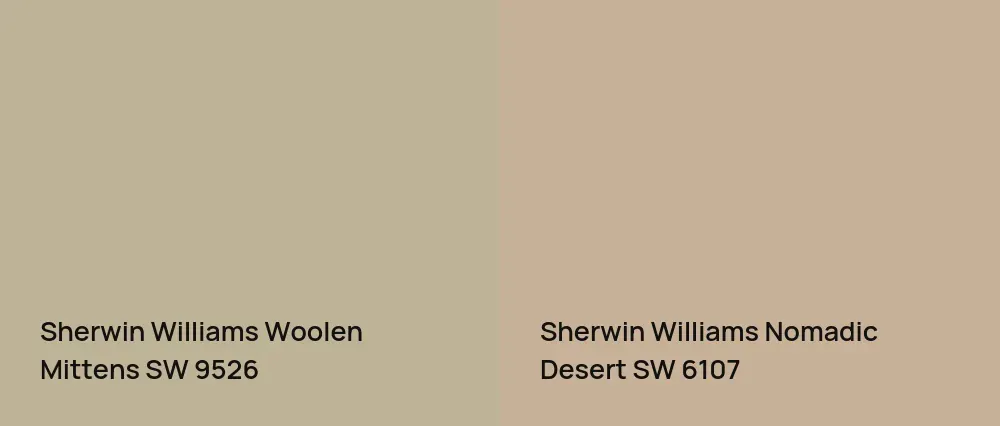 Sherwin Williams Woolen Mittens SW 9526 vs Sherwin Williams Nomadic Desert SW 6107