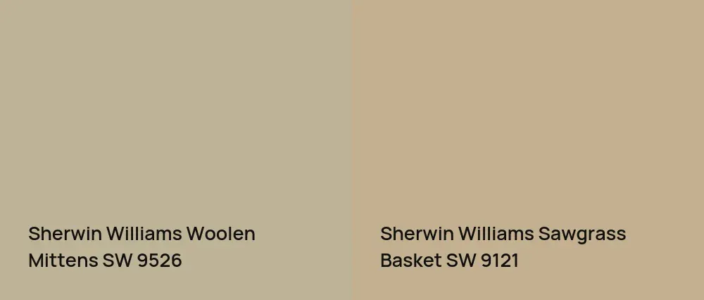 Sherwin Williams Woolen Mittens SW 9526 vs Sherwin Williams Sawgrass Basket SW 9121