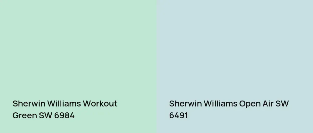 Sherwin Williams Workout Green SW 6984 vs Sherwin Williams Open Air SW 6491