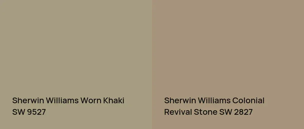 Sherwin Williams Worn Khaki SW 9527 vs Sherwin Williams Colonial Revival Stone SW 2827