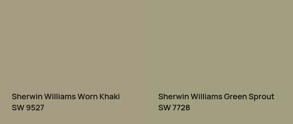 Sherwin Williams Worn Khaki SW 9527 vs Sherwin Williams Green Sprout SW 7728