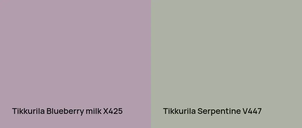 Tikkurila Blueberry milk X425 vs Tikkurila Serpentine V447