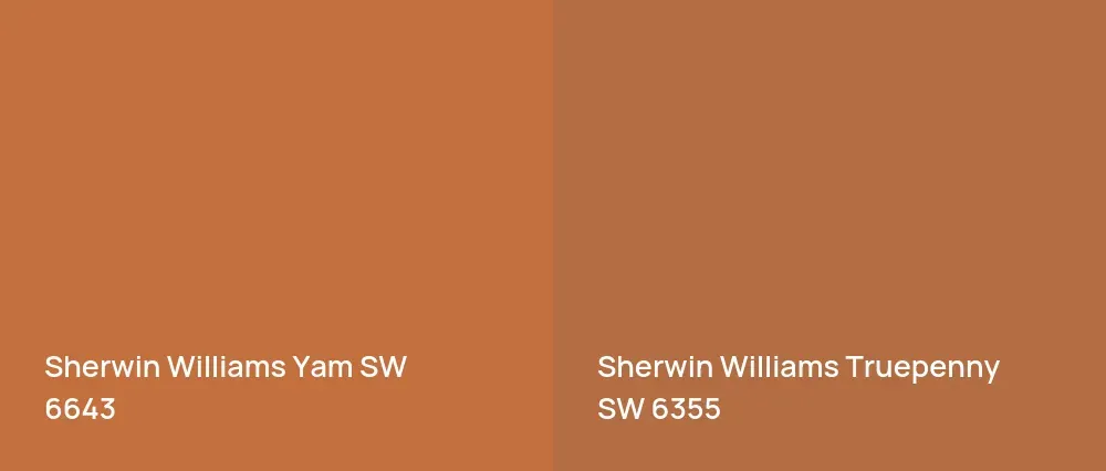 Sherwin Williams Yam SW 6643 vs Sherwin Williams Truepenny SW 6355