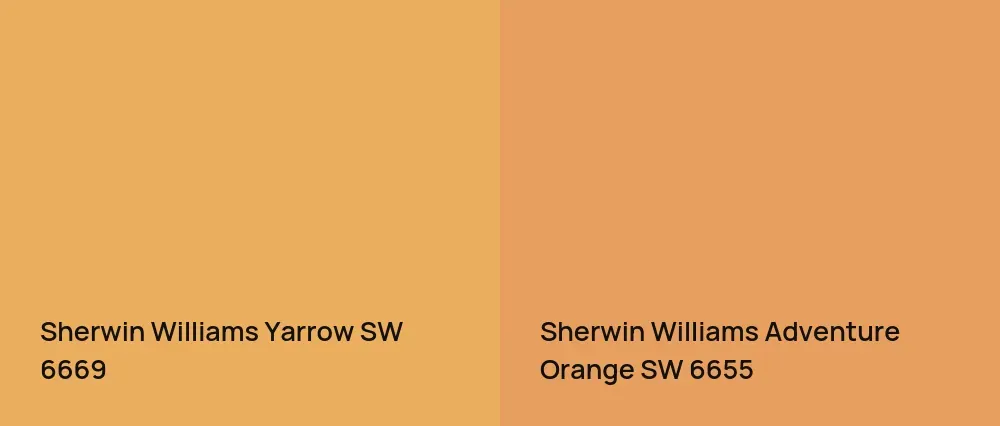 Sherwin Williams Yarrow SW 6669 vs Sherwin Williams Adventure Orange SW 6655