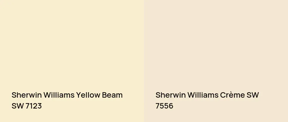Sherwin Williams Yellow Beam SW 7123 vs Sherwin Williams Crème SW 7556