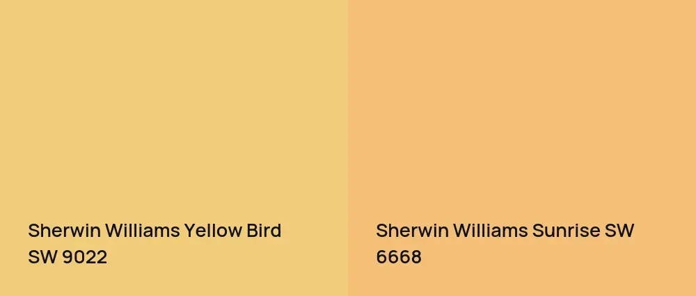 Sherwin Williams Yellow Bird SW 9022 vs Sherwin Williams Sunrise SW 6668