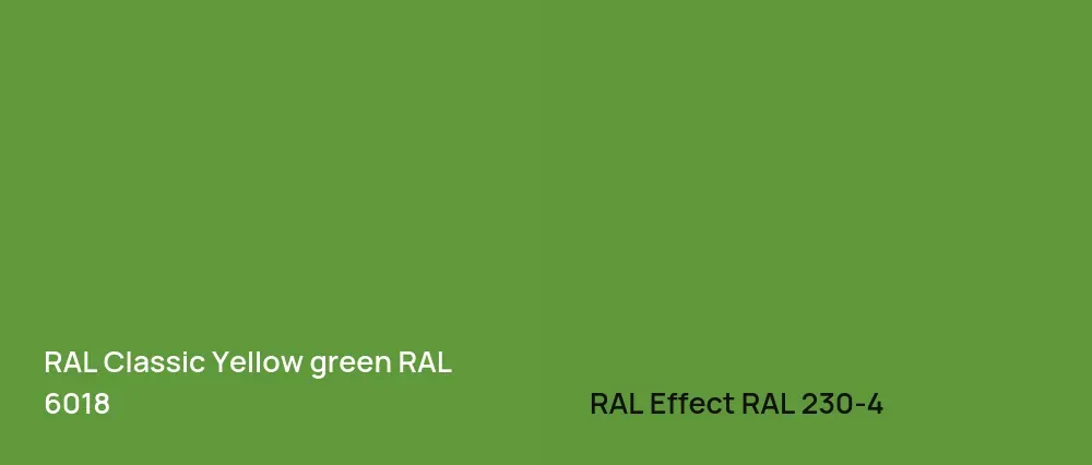 RAL Classic  Yellow green RAL 6018 vs RAL Effect  RAL 230-4