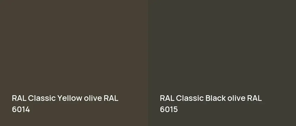RAL Classic  Yellow olive RAL 6014 vs RAL Classic  Black olive RAL 6015