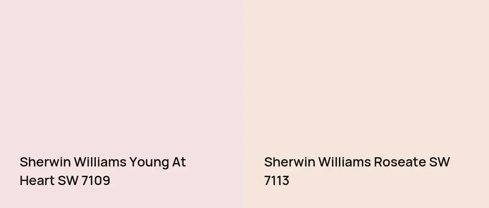 Sherwin Williams Young At Heart SW 7109 vs Sherwin Williams Roseate SW 7113