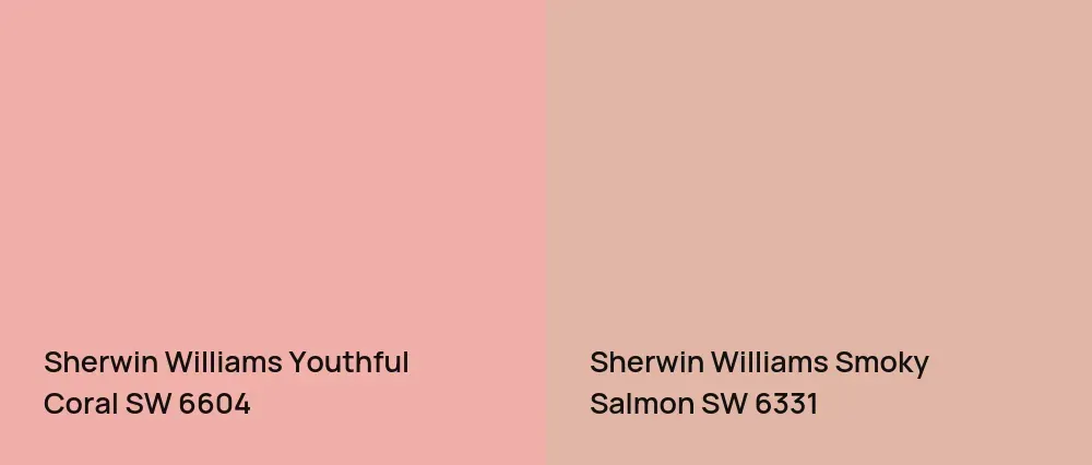 Sherwin Williams Youthful Coral SW 6604 vs Sherwin Williams Smoky Salmon SW 6331
