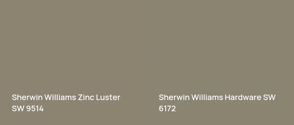 Sherwin Williams Zinc Luster SW 9514 vs Sherwin Williams Hardware SW 6172