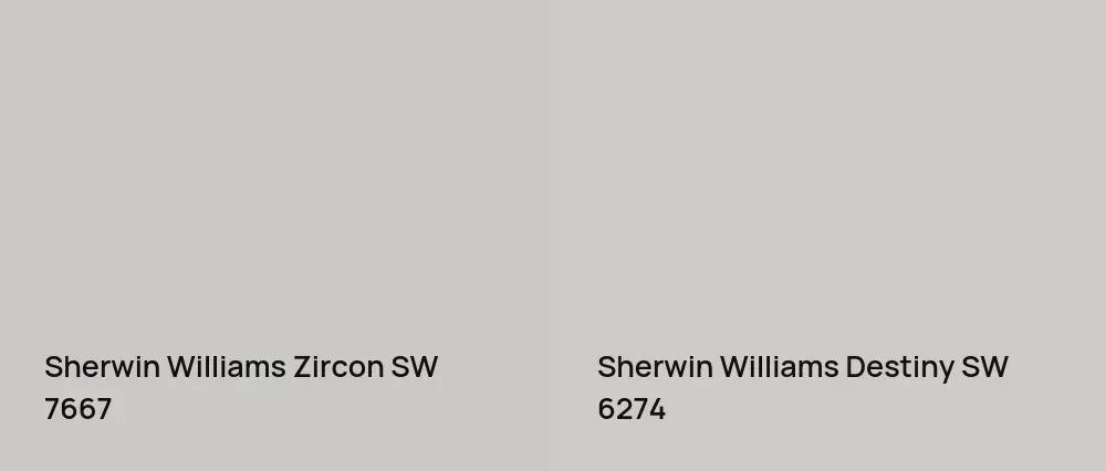 Sherwin Williams Zircon SW 7667 vs Sherwin Williams Destiny SW 6274