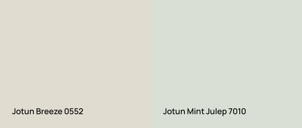 Jotun Breeze 0552 vs Jotun Mint Julep 7010