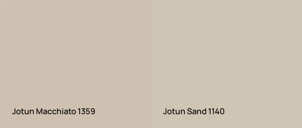 Jotun Macchiato 1359 vs Jotun Sand 1140