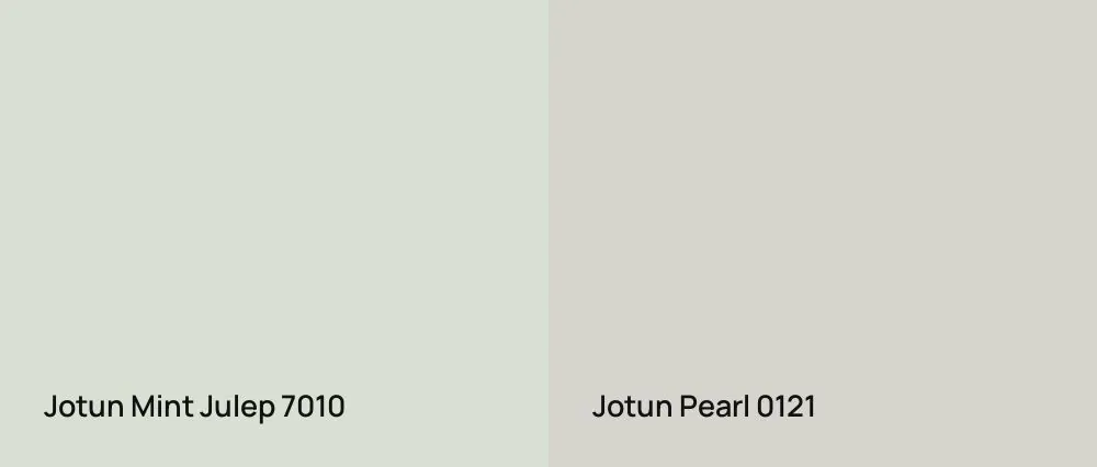 Jotun Mint Julep 7010 vs Jotun Pearl 0121