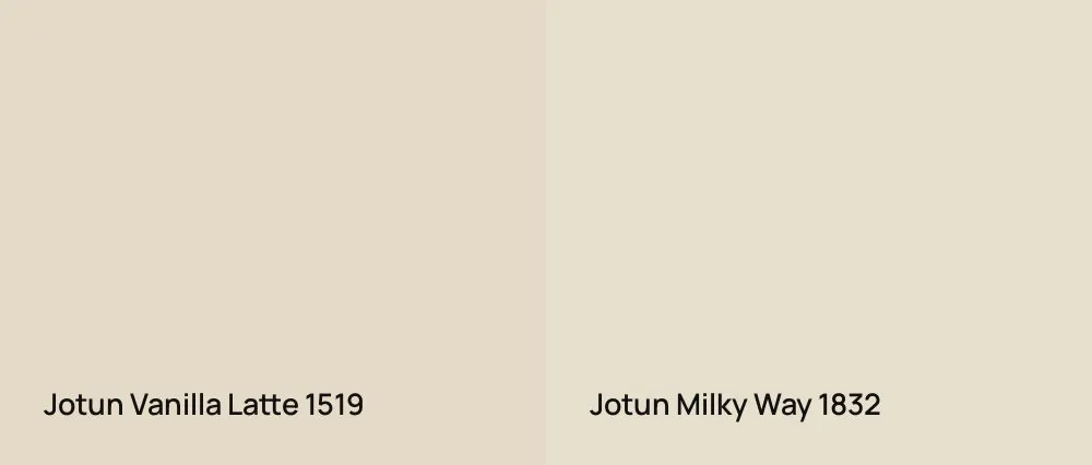 Jotun Vanilla Latte 1519 vs Jotun Milky Way 1832