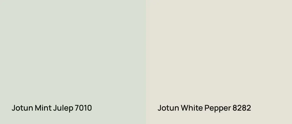 Jotun Mint Julep 7010 vs Jotun White Pepper 8282