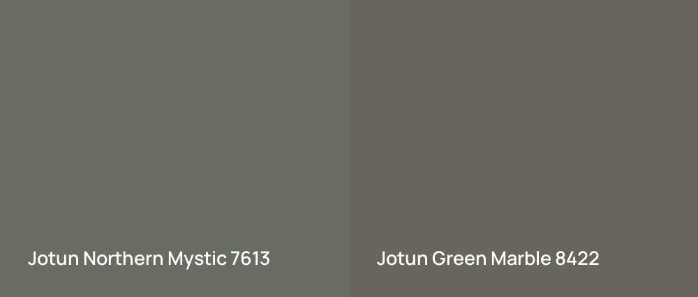 Jotun Northern Mystic 7613 vs Jotun Green Marble 8422