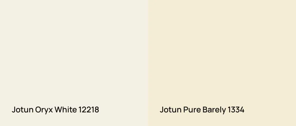 Jotun Oryx White 12218 vs Jotun Pure Barely 1334