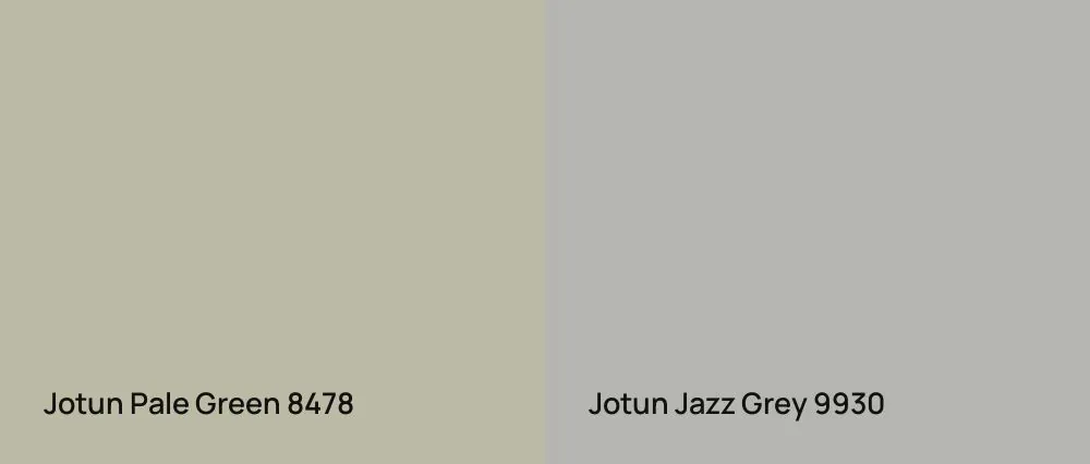 Jotun Pale Green 8478 vs Jotun Jazz Grey 9930