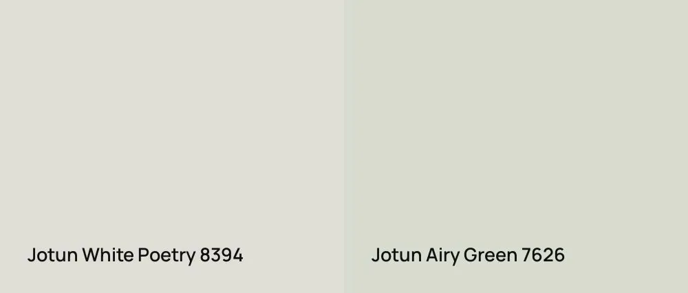 Jotun White Poetry 8394 vs Jotun Airy Green 7626