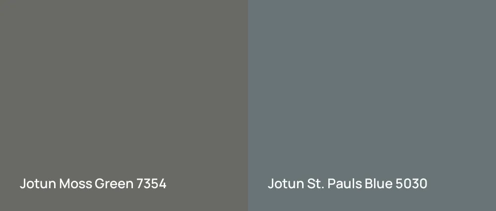Jotun Moss Green 7354 vs Jotun St. Pauls Blue 5030
