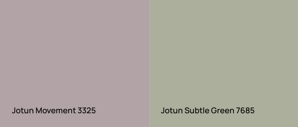 Jotun Movement 3325 vs Jotun Subtle Green 7685