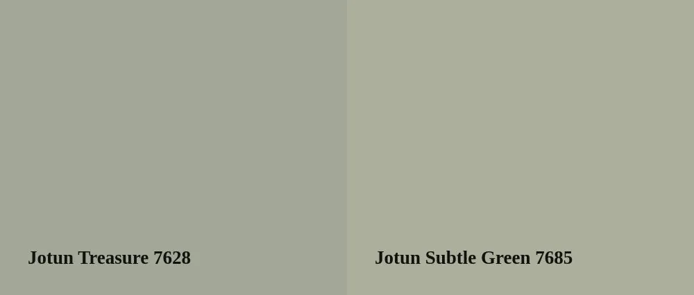 Jotun Treasure 7628 vs Jotun Subtle Green 7685