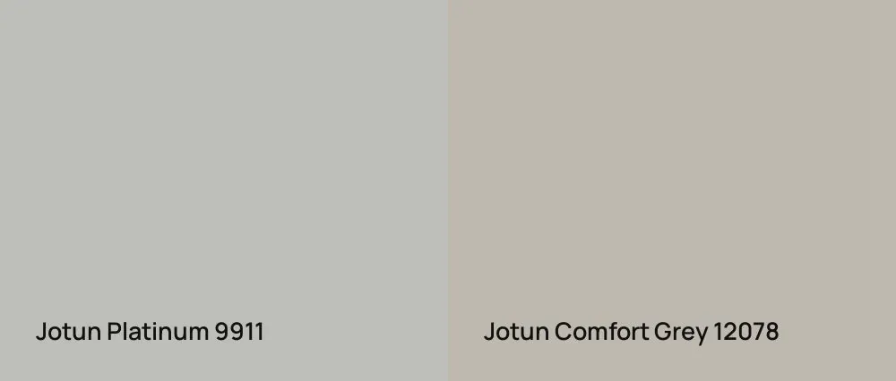 Jotun Platinum 9911 vs Jotun Comfort Grey 12078