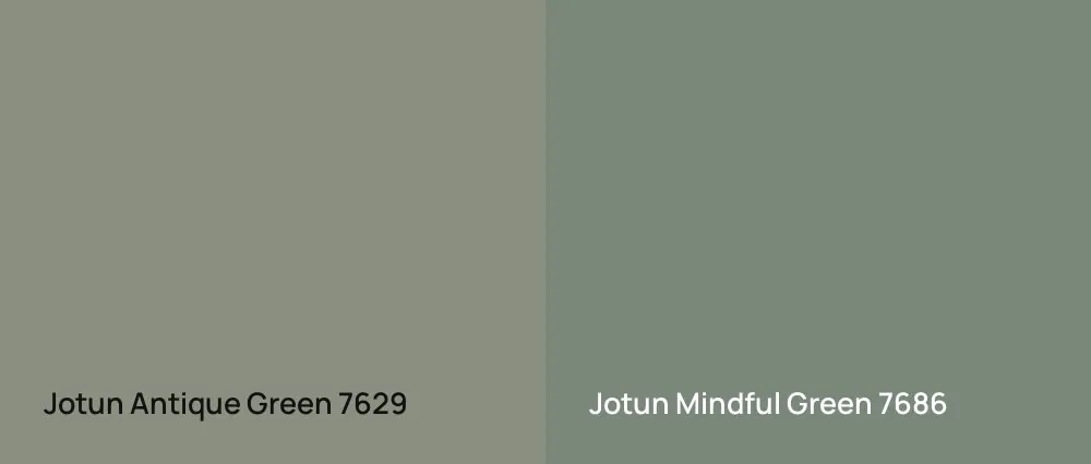 Jotun Antique Green 7629 vs Jotun Mindful Green 7686