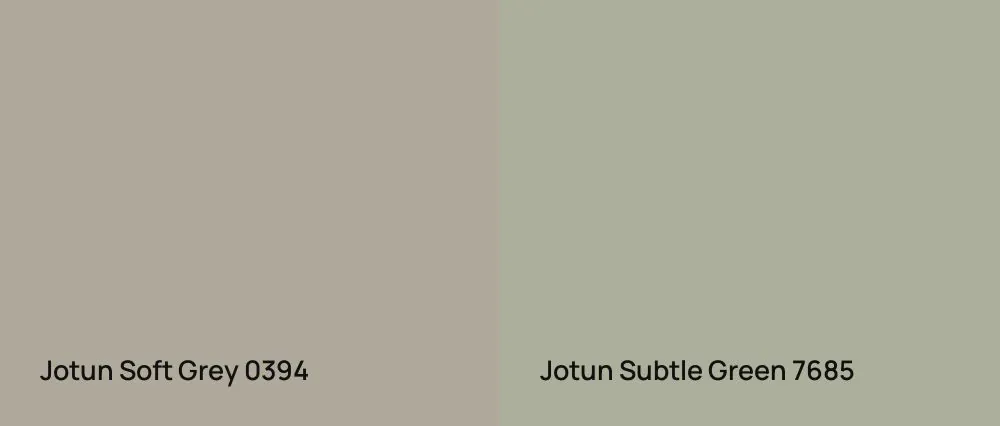 Jotun Soft Grey 0394 vs Jotun Subtle Green 7685