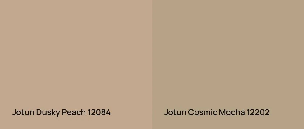 Jotun Dusky Peach 12084 vs Jotun Cosmic Mocha 12202