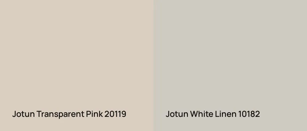 Jotun Transparent Pink 20119 vs Jotun White Linen 10182