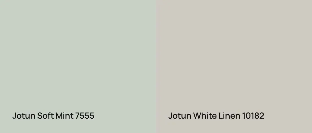 Jotun Soft Mint 7555 vs Jotun White Linen 10182