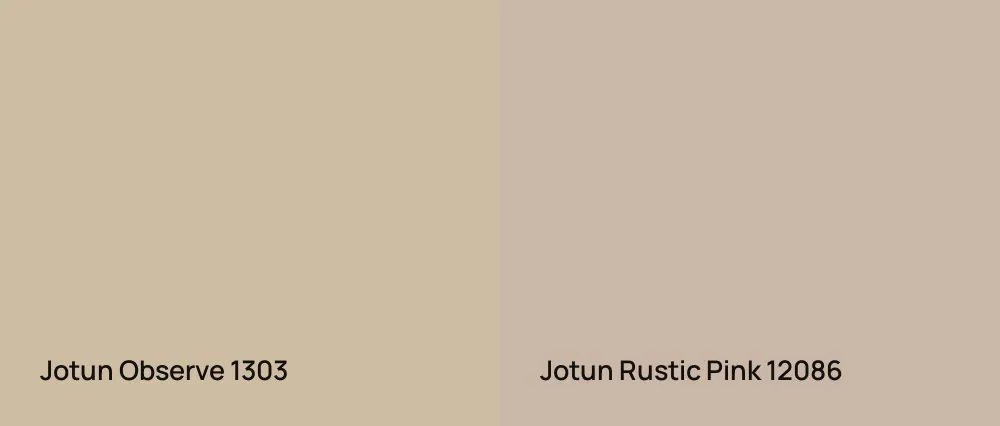 Jotun Observe 1303 vs Jotun Rustic Pink 12086