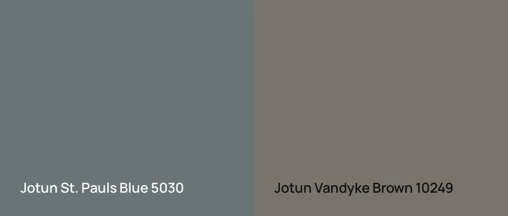 Jotun St. Pauls Blue 5030 vs Jotun Vandyke Brown 10249