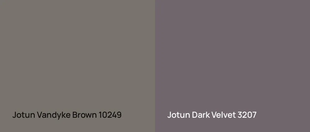 Jotun Vandyke Brown 10249 vs Jotun Dark Velvet 3207