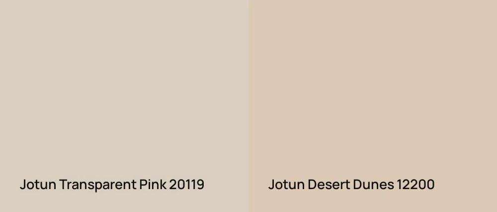 Jotun Transparent Pink 20119 vs Jotun Desert Dunes 12200