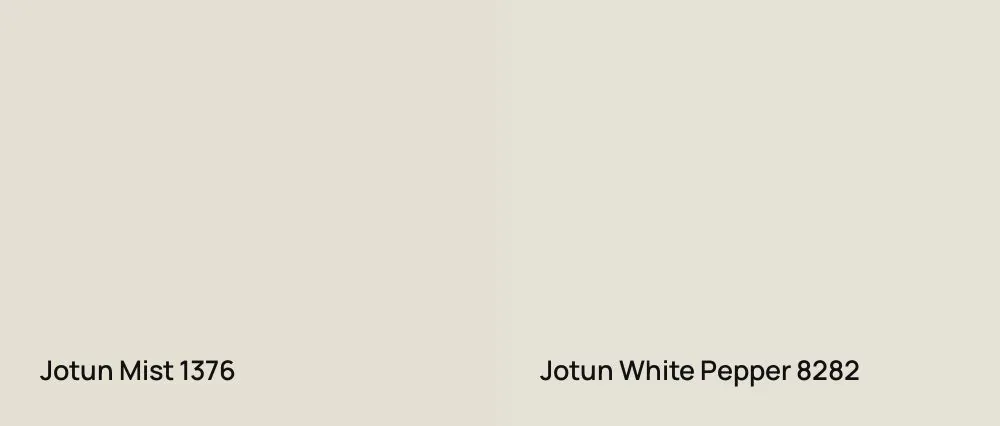 Jotun Mist 1376 vs Jotun White Pepper 8282