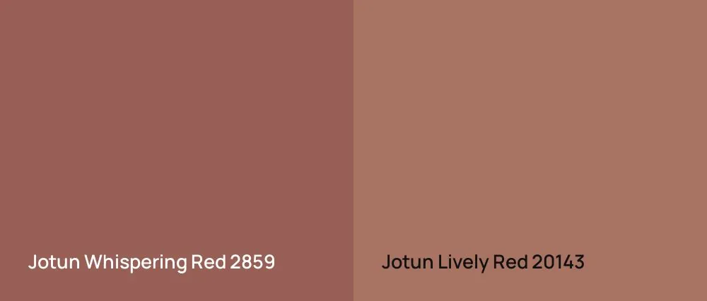 Jotun Whispering Red 2859 vs Jotun Lively Red 20143