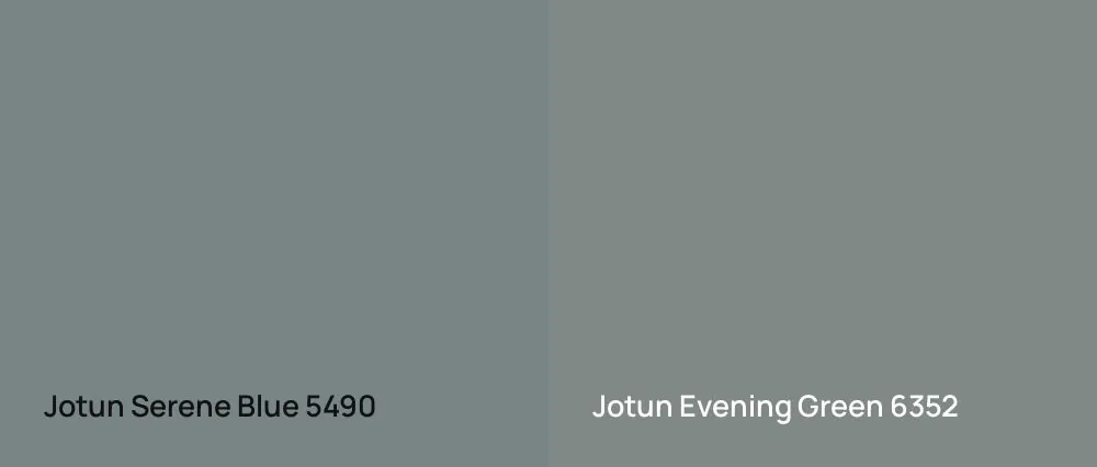 Jotun Serene Blue 5490 vs Jotun Evening Green 6352