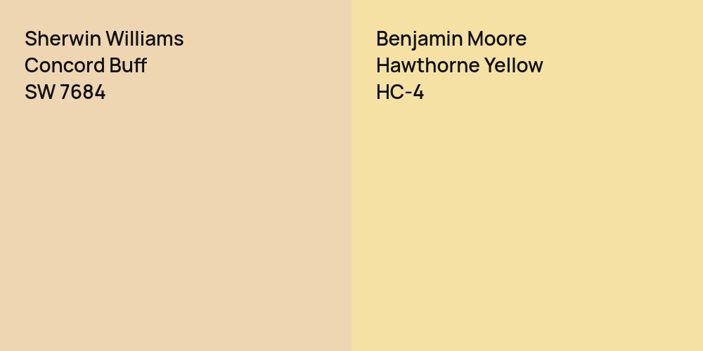 Sherwin Williams Concord Buff vs. Benjamin Moore Hawthorne Yellow