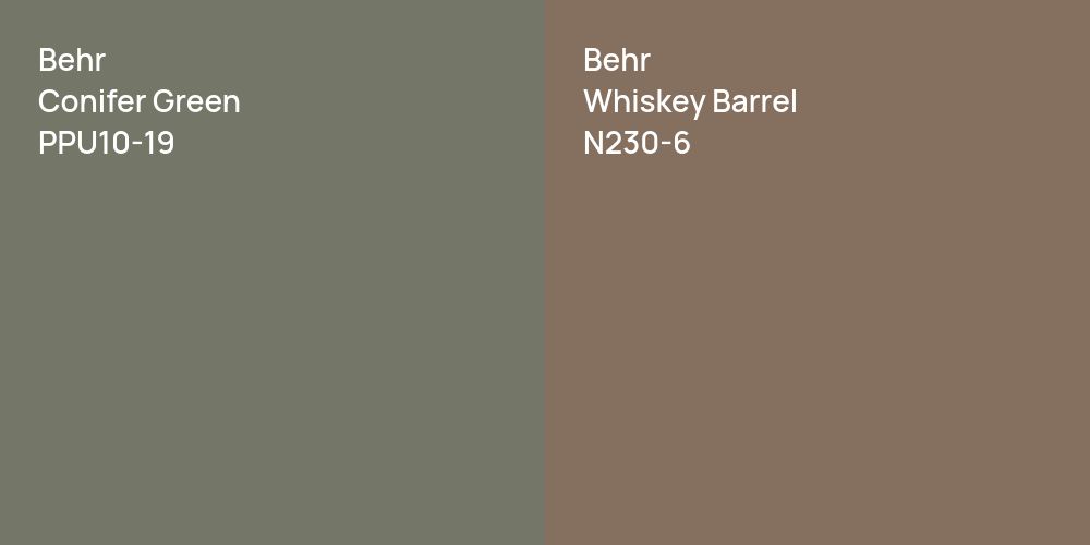 Behr Conifer Green vs. Behr Whiskey Barrel