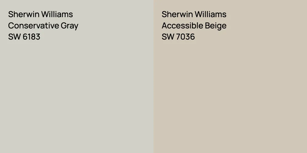 Sherwin Williams Conservative Gray vs. Sherwin Williams Accessible Beige