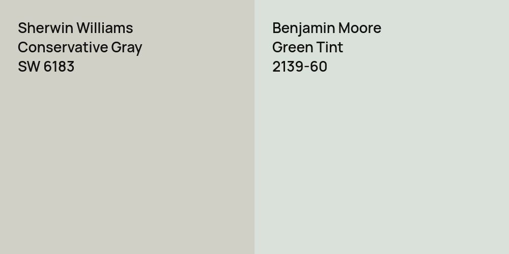 Sherwin Williams Conservative Gray vs. Benjamin Moore Green Tint