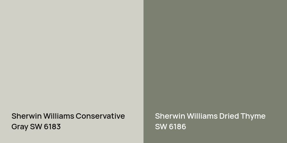 Sherwin Williams Conservative Gray vs. Sherwin Williams Dried Thyme