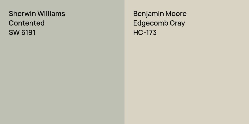 Sherwin Williams Contented vs. Benjamin Moore Edgecomb Gray