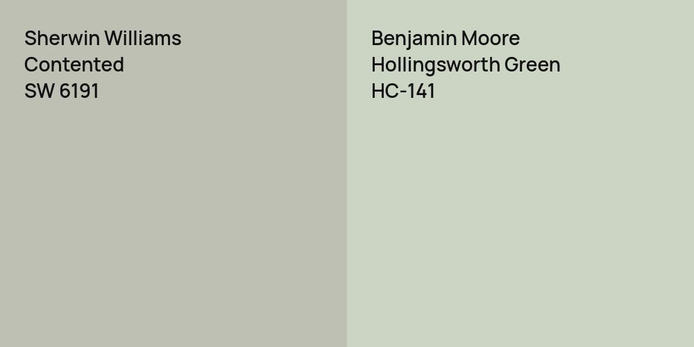 Sherwin Williams Contented vs. Benjamin Moore Hollingsworth Green