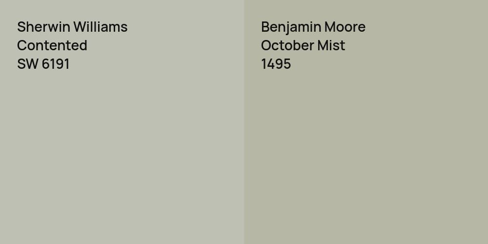 Sherwin Williams Contented vs. Benjamin Moore October Mist